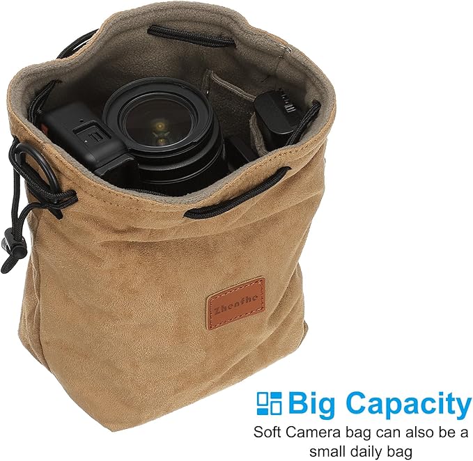 PATIKIL Camera Lens Pouch, M Size Drawstring Lens Case Flannel Camera Lens - Image 4