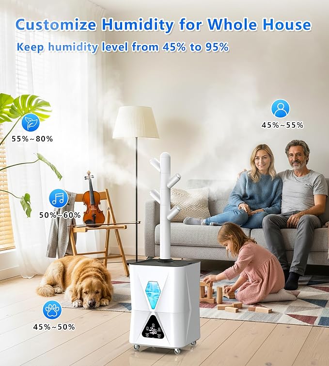 Humidifier Large Room,13L/3.43Gal 1400 sq.ft, Cool Mist Humidifiers for Bedroom with 1350mL/H Spray Output for Home, Office, Plants, Warehouse, House - Image 3