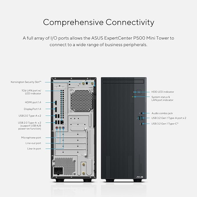 ASUS ExpertCenter P500 Mini Tower Desktop, Intel Core i5, 16GB DDR5 RAM, 512GB SSD, Windows 11 Pro, Bundled Keyboard and Mouse, P500MV-XS503 - Image 8