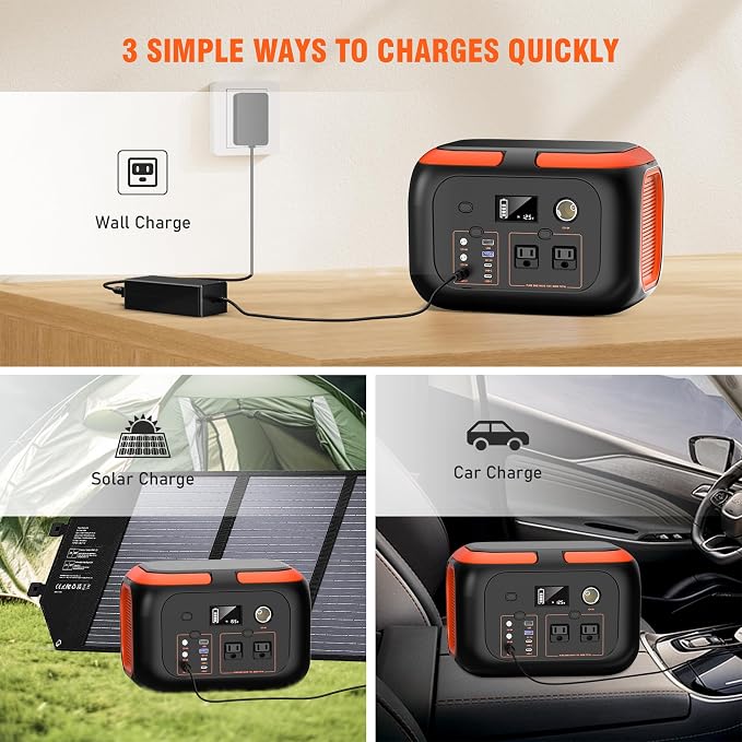 SinKeu Portable Power Station 600W, 296Wh/80000mAh Backup Lithium Battery Pack Bank, 110V Pure Sine Wave AC Outlet Solar Generator for Camping Emergency RV Outdoor Hurricane Supplies - Image 4