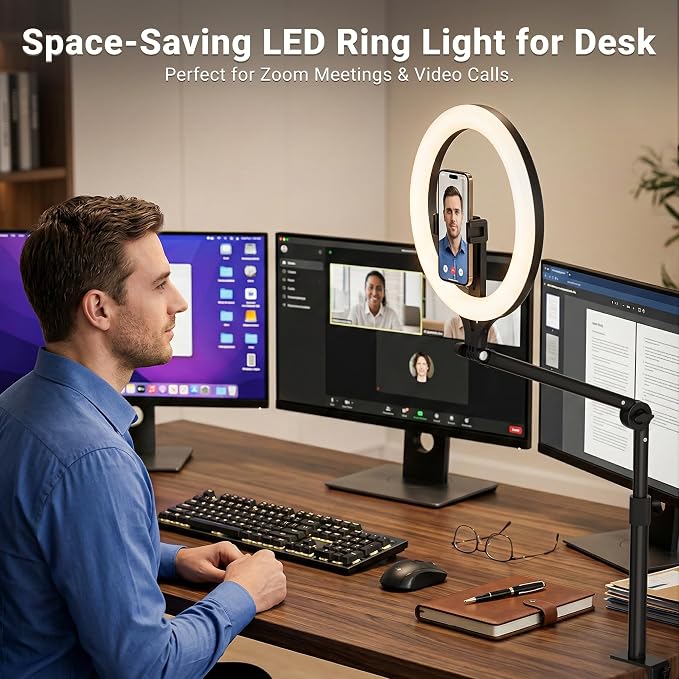 11" Ring Light with Stand, Featuring Overhead Phone Mount and Desk Ring Light - Image 3