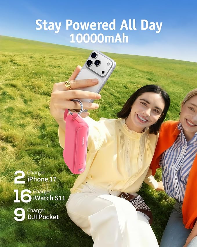 RORRY Flow Portable Charger, 10000mAh 40W Fast Charging Power Bank with Built-in USB C Cable and Foldable Wall Plug, Battery Pack Travel Essentials for iPhone 17/16/15, Apple Watch, iPad, MacBook - Image 7