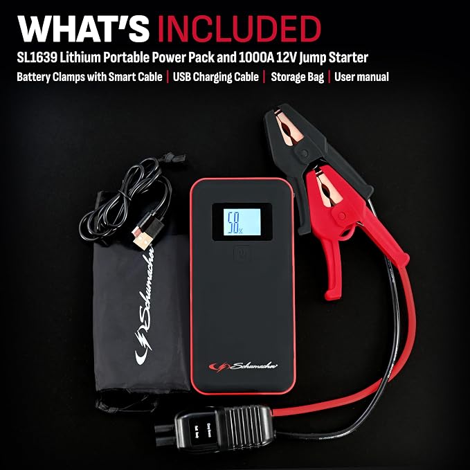 Schumacher Electric 1000 Peak Amp 12V Portable Lithium Car Battery Jump Starter & Power Pack - Lithium Ion Jump Box - with USB Charging & LED Emergency Light - SL1639 - Image 6