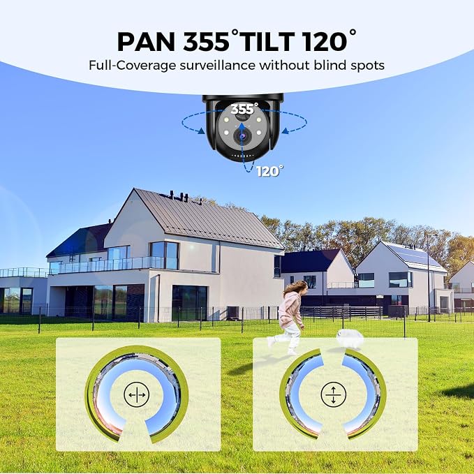 LITYMOL 2K 2.4g WiFi Security Cameras Wireless Outdoor, 360° View Solar Cameras - Image 8
