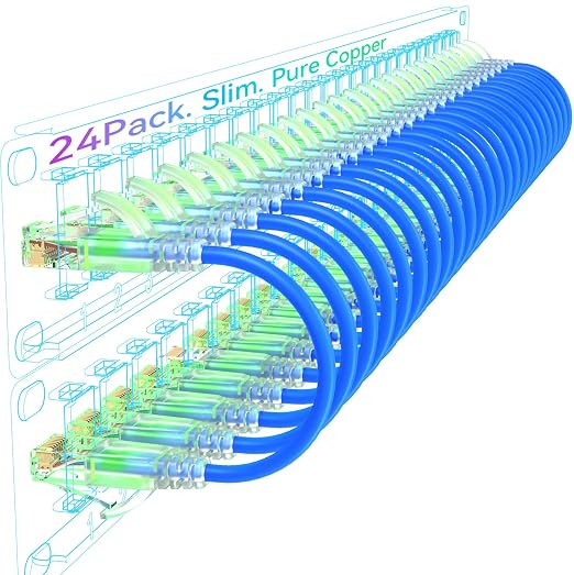 Sokqovt Cat6a Patch Cables Slim 15ft, Flexible Ethernet Cable 10G 550MHZ by Unknown