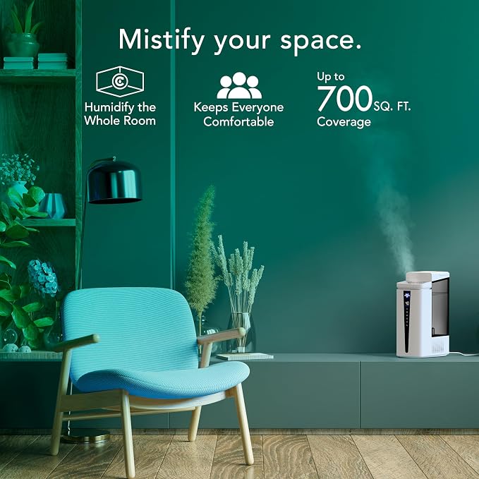 Vornado MISTIC 6 Whole Room Ultrasonic Humidifier, Top-Fill, Aromatherapy, 1.5-Gallon Tank, 3-Gallon Output, Warm or Cool Mist Humidifier, Automatic Humidity Control, Included Scent Pads - Image 2