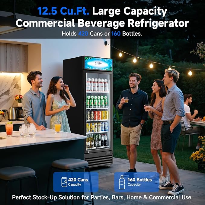 BODEGACOOLER Beverage Refrigerator, 12.5 Cu.Ft. Commercial Glass Door Fridge – Holds 420 Cans, Perfect for Game Day Watch Party & Summer BBQ, Drink Cooler for Home Bar, Patio, Garage, Man Cave - Image 6