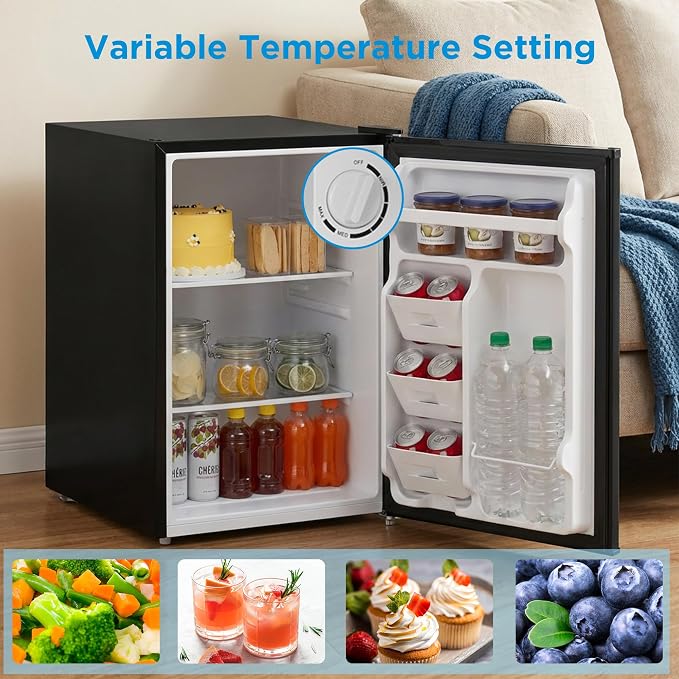 Midea 2.7 Cu.ft Mini Fridge, Energy Star Certified, Low Noise for Office | Adjustable Thermostat, Reversible Door,Ideal for Dorm, Office, Black - Image 4