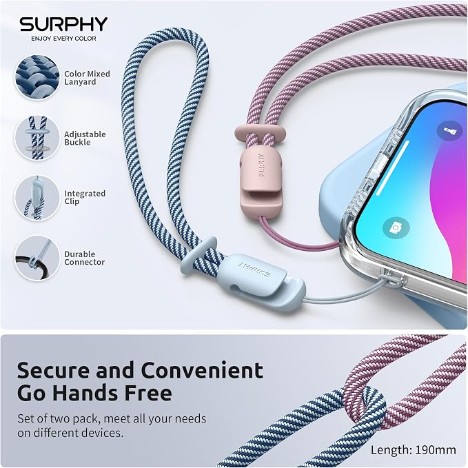SURPHY 2 Pack Phone Lanyard for Cellphone Case, Phone Wrist Strap for Case - Image 4