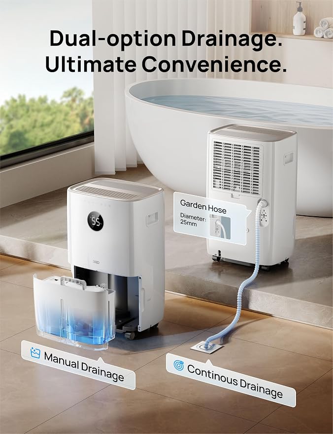 DREO 110-Pint Smart Dehumidifier for Basement, 4500 Ft² for Large Room, 2 Gallon Water Tank, Auto/Comfort/Constant Mode Dehumidifiers for Home, Bedroom, Bathroom, with Drain Hose, Starlight, 711S - Image 7