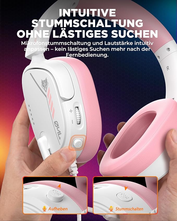 NUBWO HG04L Gaming Headset for PS5/PS4, Xbox Series X|S, Switch - Pink | 40mm Speakers, Clear Unidirectional Mic, 250g Lightweight, Soft Memory Earmuffs, 3.5mm Jack for Gaming & Work - Image 5