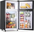 Mini Fridge with Freezer Two Doors Small Refrigerator with 7 Setting Adjustable Thermostat Crisper Drawer & Removable Shelves Extra Drink Space Low Noise Freezer-on-Top Refrigerator, Black by WANAI%C2%AE