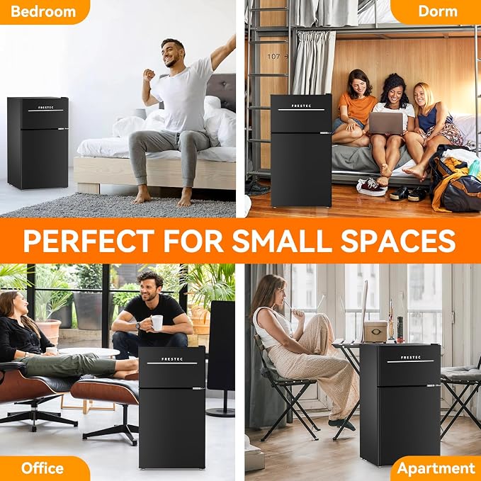 Mini Fridge with Freezer 3.2 Cu.Ft. 2 Door Refrigerator and Freezer Small Fridge for Bedroom Home Office Dorm, Small Drink Chiller, 37 dB Low Noise, Black - Image 9