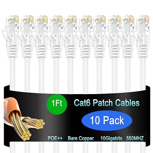 Cat6 Ethernet Patch Cable 1 ft, Cat6 Patch Cable by Lysymixs