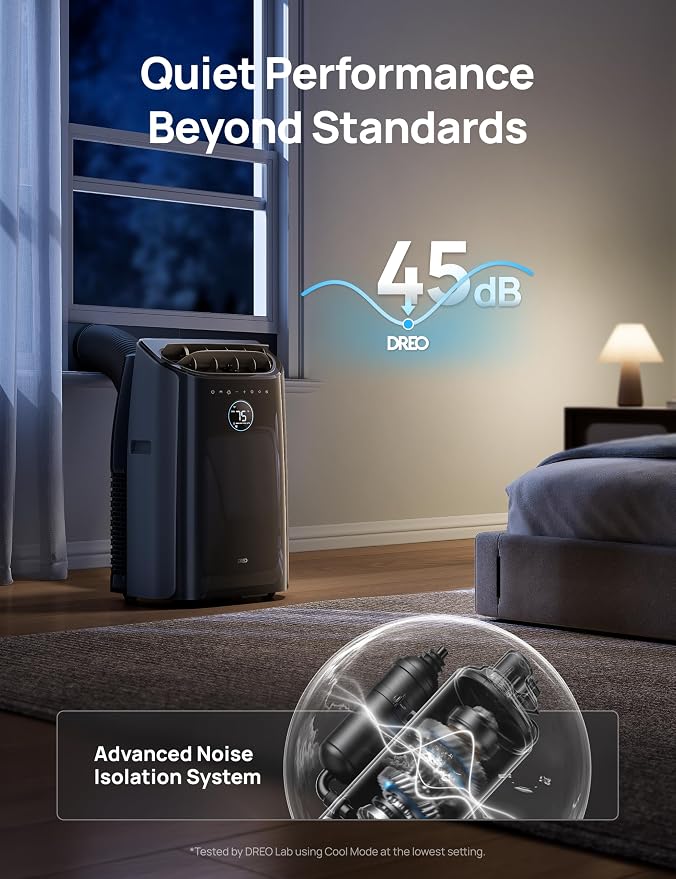 DREO Portable Air Conditioners, 8000 BTU (DOE) AC Unit for Bedroom with Drainage-free Cooling, 3-in-1 with Fan & Dehumidifier, Touch/APP/Voice/Remote, 24h Timer, Smart Floor AC for Room Indoors - Image 3