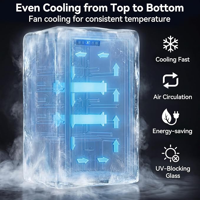 3.2 Cuft Beverage Fridge, 130 Can Mini Fridge With Glass Door, Silver | Adjustable Shelves for Wine & Beer, Digital Temp Display, Freestanding for Home & Office, Quiet Compressor Cooling - Image 5