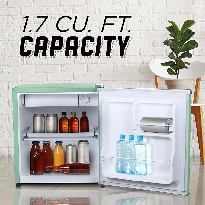 ICEBOX 1.7 Cu. Ft. Compact Refrigerator, ENERGY STAR Certified Small Refrigerator, Single Door Mini Fridge with Chiller Compartment, R600a Refrigerant, IBCR17MNT, Mint Green - Image 2