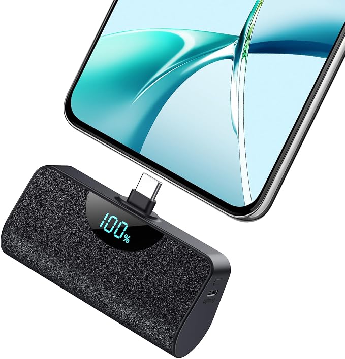Mini Portable Charger USB C Power Bank,Upgraded 5200mAh PD Fast Charging Battery Pack Built-in USB-C Connector Travel Essential for iPhone17/17Pro/17Pro Max/Air/16 Plus/16Pro Max/15 Series,Android by HETP