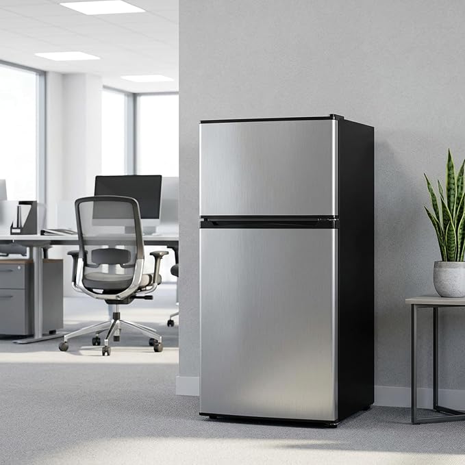 3.2 Cu.Ft Mini Fridge with Freezer, 2 Door Small Refrigerator with Adjustable Thermostat Energy-efficient Low Noise, Compact Fridge for Bedroom, Office, Dorm, Silver - Image 7