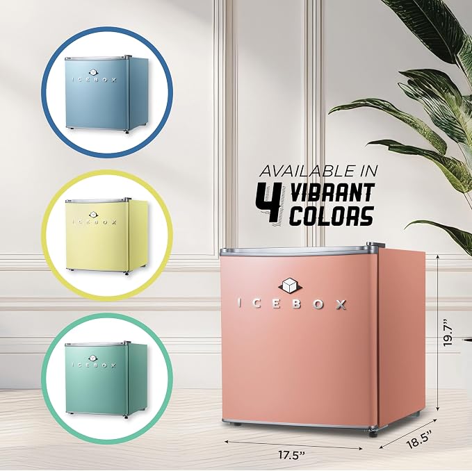 ICEBOX 1.7 Cu. Ft. Compact Refrigerator, ENERGY STAR Certified Small Refrigerator, Single Door Mini Fridge with Chiller Compartment, R600a Refrigerant, IBCR17BLS, Blush Red - Image 6