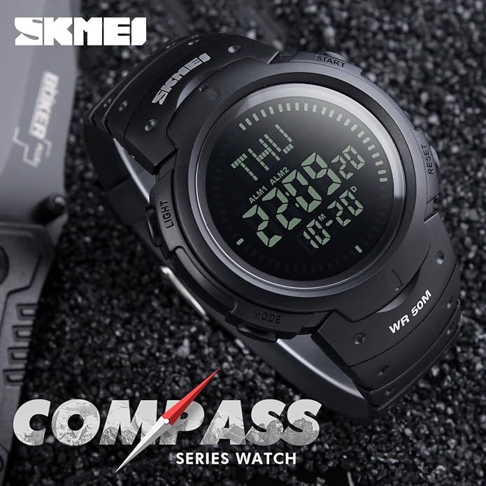Gosasa Men’s Watch Sports Digital Compass Survival 50M Waterproof Stopwatch - Image 3