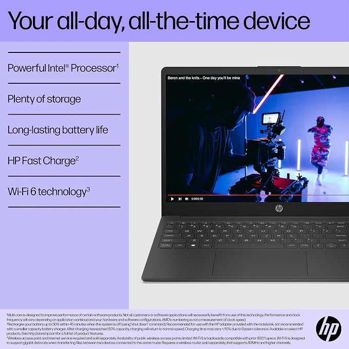 HP 15.6" Laptop, Intel Processor, 16GB RAM, 128GB SSD | Copilot AI, Long Battery Life, Lightweight 3.64 lbs, Microsoft 365, Windows 11 for Students & Office, Black - Image 3