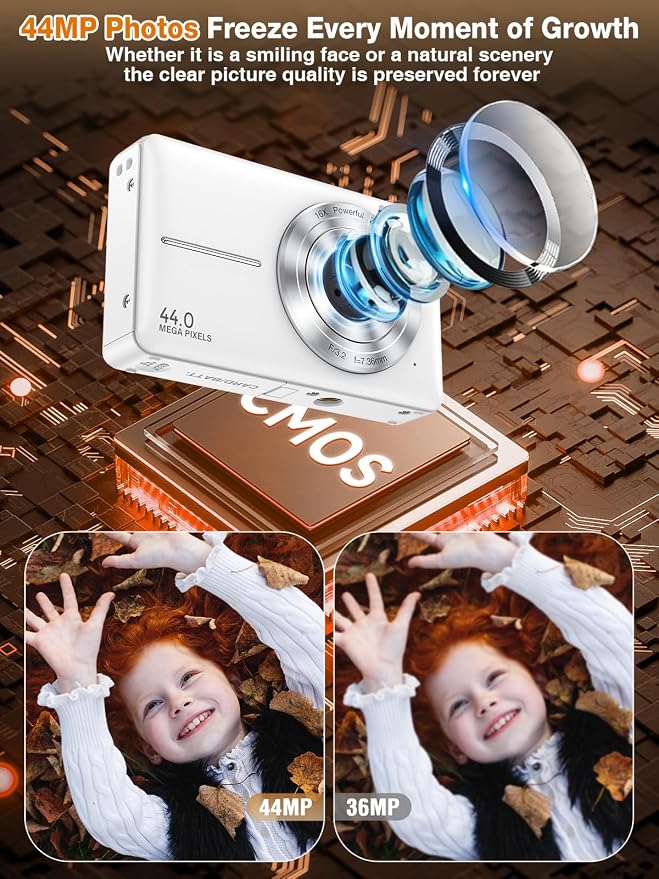 Digital Camera, FHD 1080P Kids Camera 44MP Point and Shoot Digital Cameras - Image 2