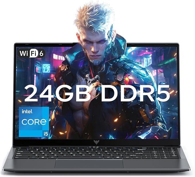 Laptop with Windows11,24GB DDR5 512GB SSD,Intel i5 Processor (Up to 4.5GHZ) | 15.6 inch Laptop Computer,12C/16T,WiFi 6, Webcam,Intel Iris Xe Graphics,High Performance Laptops for Student,Business by MALLRACE