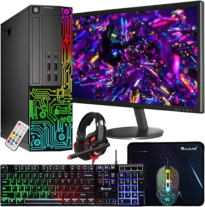 Dell OptiPlex Desktop RGB Computer PC, Intel Core i7 Processor, 16GB RAM, 512GB SSD, 24 Inch HDMI Monitor, RGB Keyboard Mouse and Headset, WiFi, Windows 11 Pro (Renewed) | Desktop Computer PC,ARGB, i7 up to 3.6GHz, WiFi, Windows 11 Pro, Home or Office PC by Amazon+Renewed