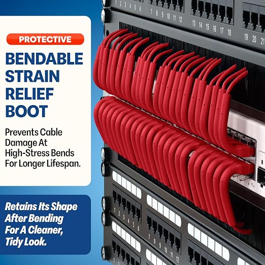 Everest Ultra Slim Cat6a Ethernet Patch Cables 15ft Red - Image 3