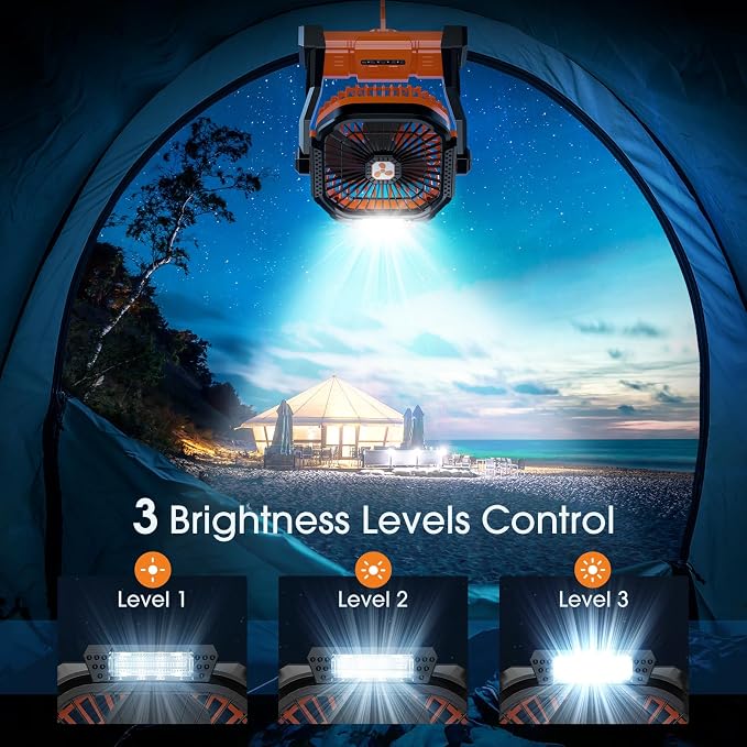 Portable Fan Rechargeable, Cordless Battery Powered Fan with LED Lantern, Small Table Fan, USB Battery Operated Fans for Travel Bedroom Home Camping Tent Office Beach Desk Picnic Barbecue Fishing - Image 4