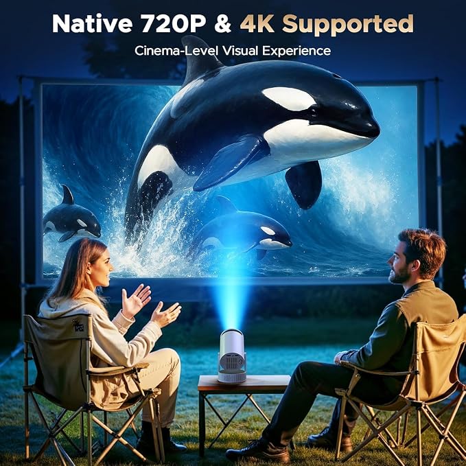 Mini Projector, Projector with Wifi and Bluetooth Built-in Battery 4K Portable Projector for Outdoor Bedroom, Smart Projectors 1080P Compatible with iphone/TV Stick/HDMI/Laptop - Image 3