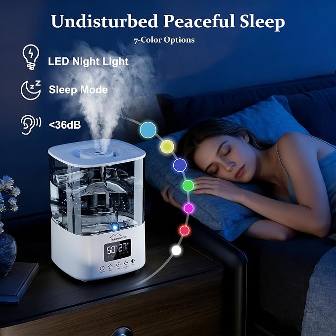 Smart Humidifiers for Bedroom, Top Fill 4L Cool Mist Air Humidifier for Large Room, Essential Oil Diffuser App Control, Fast Symptom Relief, Nightlight, 12H Quiet Runtime for Baby, Plant - Image 5