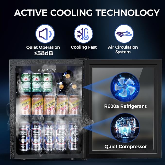 Electactic 68 Cans Beverage Refrigerator Cooler, 1.7 cu.ft Mini Fridge Glass Door Drink Cooler for Beer, Soda,Wine, Digital Temperature Control for Home Office Bar - Image 3