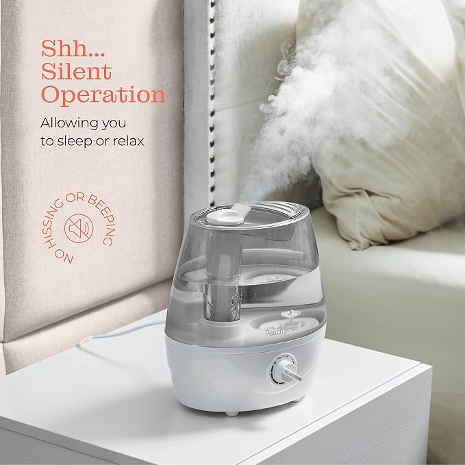 Cool Mist Humidifier - 2.2L Water Tank, for Bedroom, Baby, Quiet Ultrasonic Air Vaporizer, Adjustable Mist Level, 360 Nozzle Rotation, Auto-Shut Off, Large Area Humidifiers Easy Fill and Clean (Grey) - Image 6