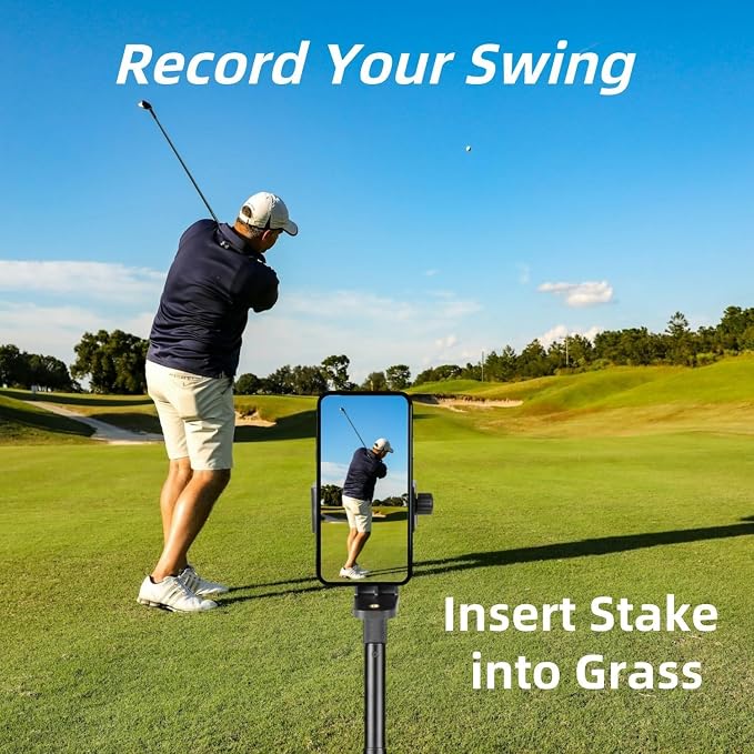 Golf Monopod Selfie Stick with Ground Spike Stake, Golf Swing Analyzer Phone - Image 2