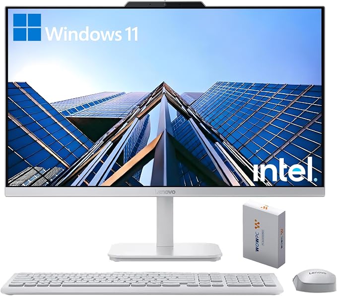 Lenovo 24" FHD All-in-One Desktop Computer for Home & Office, Intel Processor, 32GB RAM, 500GB External + 512GB PCIe, HDMI, Bluetooth 5.2, Business AIO, Vent-Hear, Wireless Keyboard & Mouse, Win 11 by LENOVO