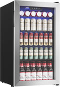 Beverage Refrigerator Cooler - 126 Can Mini Fridge with Glass Door for Soda Beer or Wine, Beverage Cooler for Home, Office, Bar with Adjustable Removable Shelves, Silver by ICYGLEE