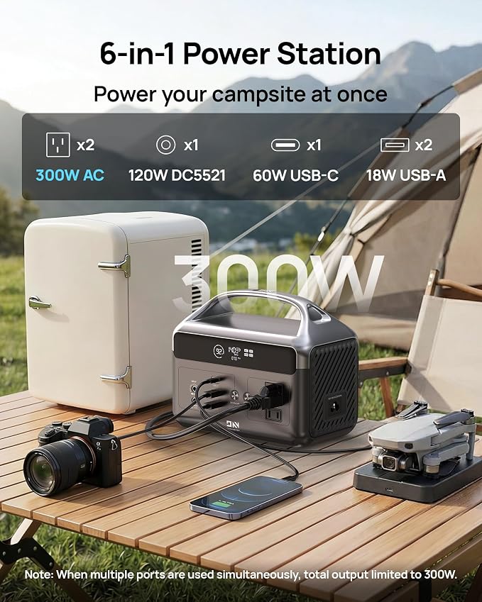 DaranEner Portable Power Station, 192Wh LiFePO4 Battery Backup w/2 300W (Surge 600W) AC Outlets, 2H Fast Charging, Power Bank for Hurricane Emergency/Home/Outdoor Camping/RVs Use - Image 2