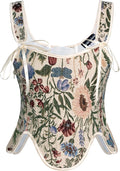 SCARLET DARKNESS Bustier Tops for Women Renaissance Floral Lace Up Bodyshaper by SCARLETDARKNESS