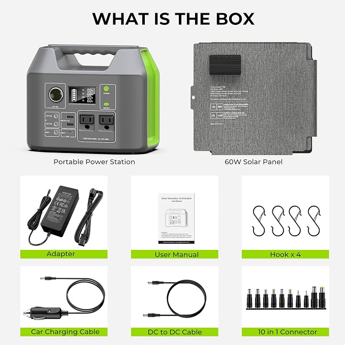 Portable Solar Generator, 300W Portable Power Station with Foldable 60W Solar Panel, 110V Pure Sine Wave 296Wh 80000mAh Lithium Battery Pack for Home Use RV Van Outdoor Camping-Panel included - Image 9