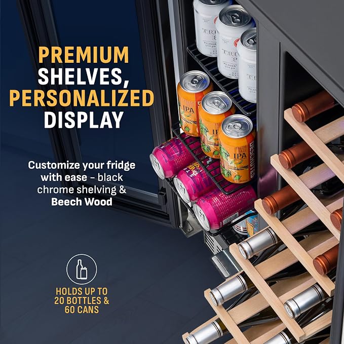 NewAir 24" Dual Zone Beverage Refrigerator & Wine Cooler for 18 Bottles & 60 Cans | Freestanding or Built-In Under Counter Mini Fridge for Beer, Wine and Soda | Stainless Steel - Image 9