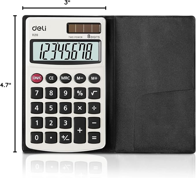 Calculator, Deli Standard Function Basic Calculators, Solar Battery Dual Power - Image 8