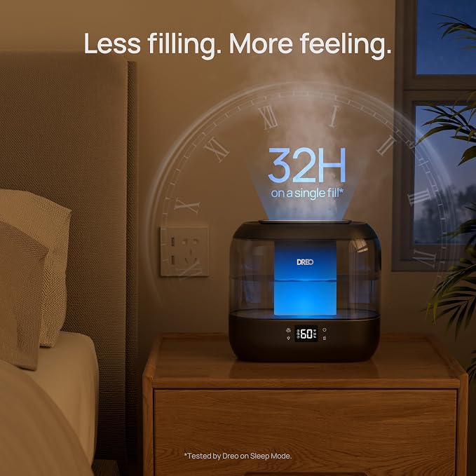 Dreo Smart Humidifiers for Bedroom, Top Fill 4L Supersized Humidifier Large Room with 28 dB, 36H Runtime, Touch/APP/Voice Control, Nightlight, Cool Mist Humidifiers for Baby, Plants, Indoor, Black - Image 10
