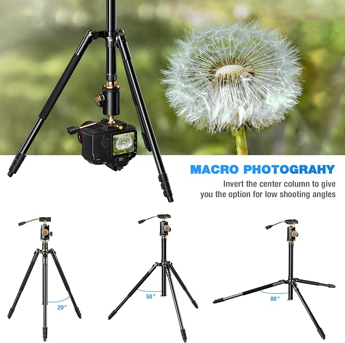 YoTilon Tripod for camera 77.2'', Aluminum Camera Tripod & Monopod - Image 5