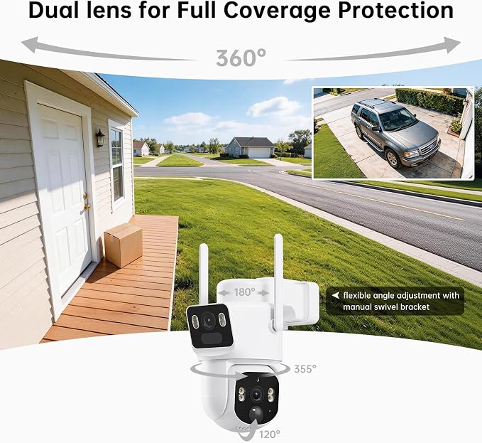 SEHMUA Dual-Lens Solar Security Cameras Wireless Outdoor, 2 Pack, 2K+2K Dual - Image 4