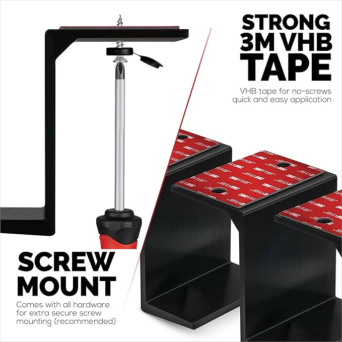 BRAINWAVZ 3” Under Desk Laptop & Device Holder Mount, Adhesive & Screw in - Image 4