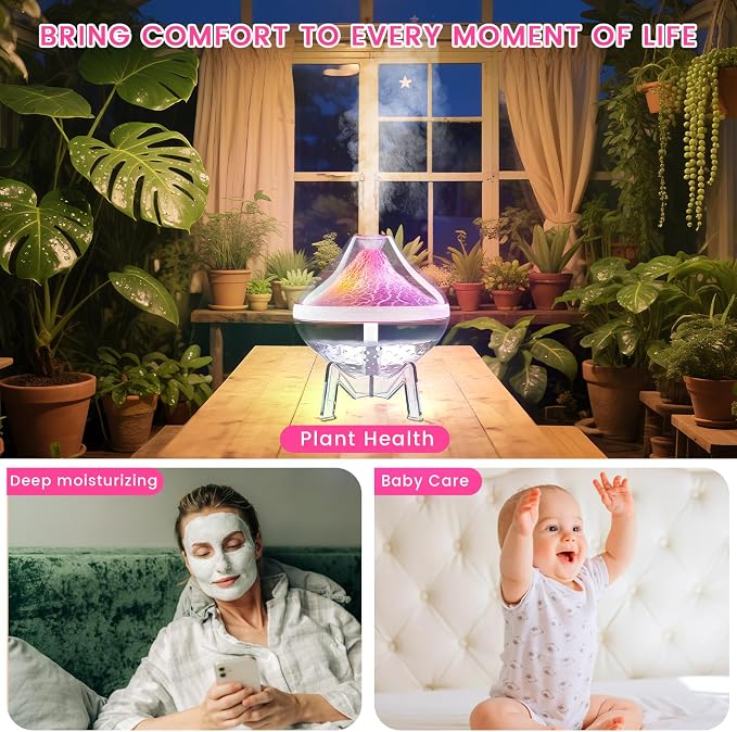 Small Humidifiers for Bedroom Cool Mist Ultrasonic,Baby Humidifier with Humidity Sensor Auto Shut Off LED Colorful Gradient Light Mini Humidifier For Plants,Bedroom,Baby Room,Office, Home（White) - Image 6
