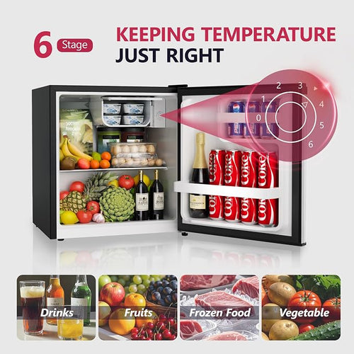 1.7 Cu.Ft Mini Fridge with Freezer, Single Reversible Door Compact Refrigerator, Adjustable Thermostat&Energy Saving Mini Fridge for Bedroom, Dorm, Office, Low Noise, Silver - Image 2