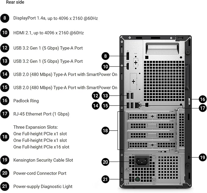 Dell Desktop Computers 32GB DDR5 RAM, 1TB PCIe SSD, 14th Gen Intel CPU | i3-14100 (4 cores, 8 threads up to 4.7GHz)for Home and Business, DisplayPort, HDMI, Support Dual Monitor, Windows 11 Pro - Image 4